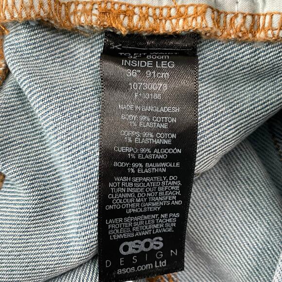 ASOS Womens Jeans Size 32 High Rise Straight Leg Light Wash Blue Denim Jeans - Picture 7 of 11